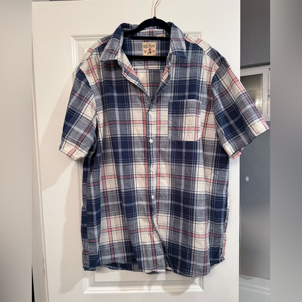 RedHead Blue and White Plaid Casual Shirt